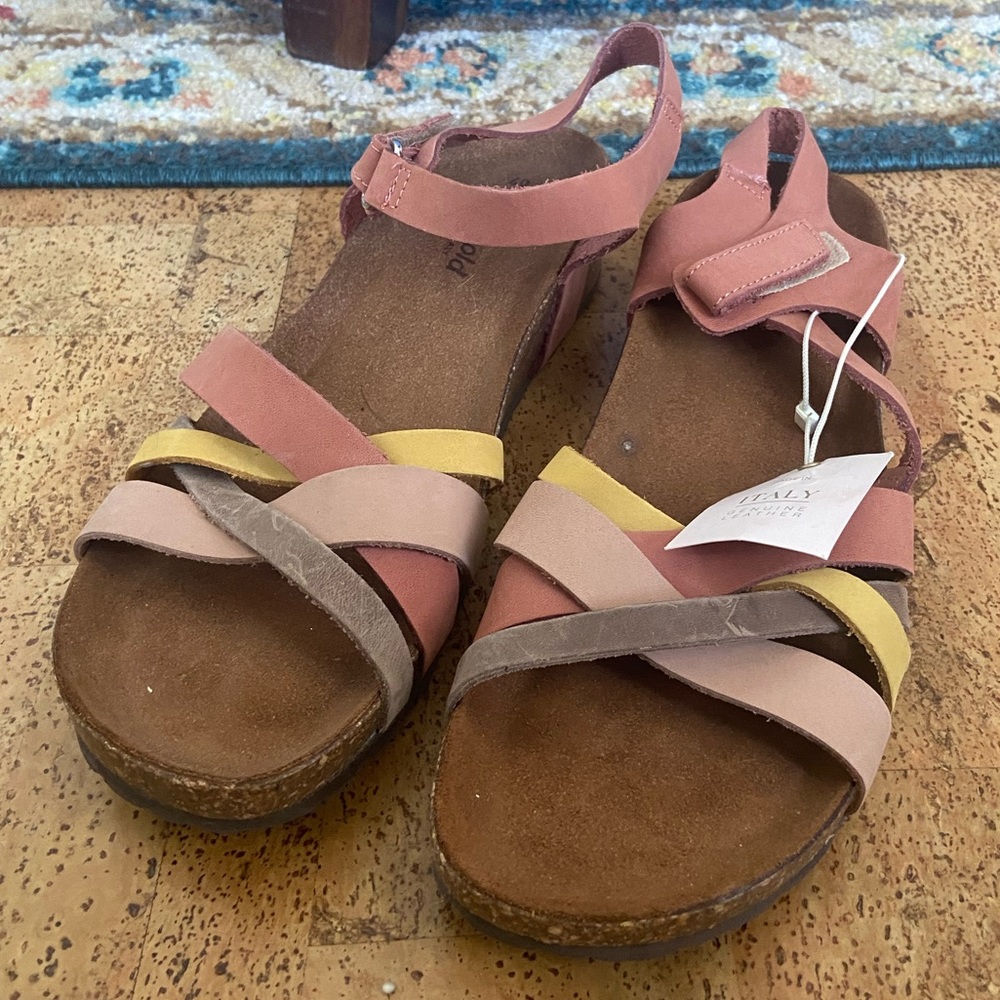 Bio-Gold Made in Italy Cork and Leather Sandals Size 9.5